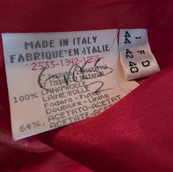 Vintage Genny Made In Italy 100% Wool Red Blazer With Beaded Buttons- SZ 10 - Picture 16 of 16